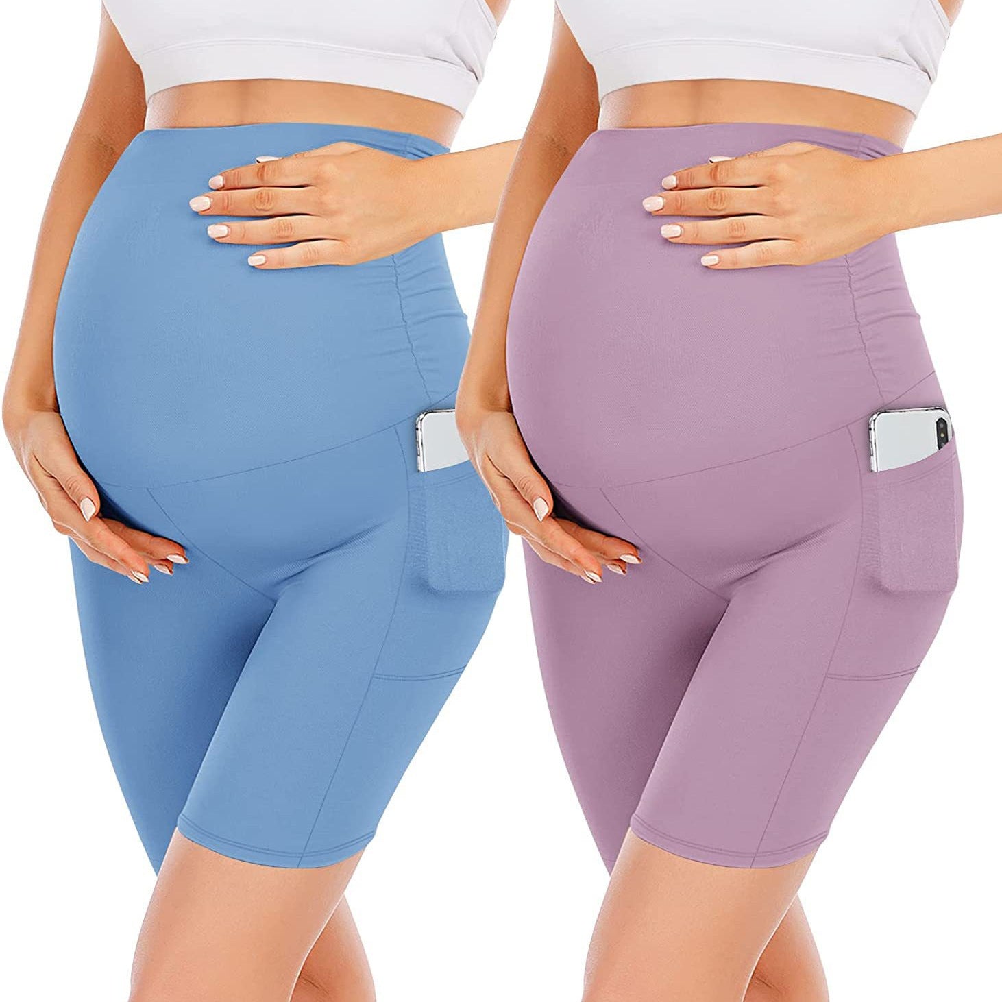 Five-point Pocket Maternity Pants High Waist Slim Fit Maternity Pants - kinko