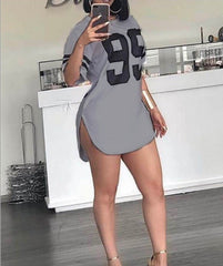 Printed Short Sleeved Mini Dresses Casual - kinko