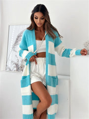 Color Block Open Front Cardigan - kinko