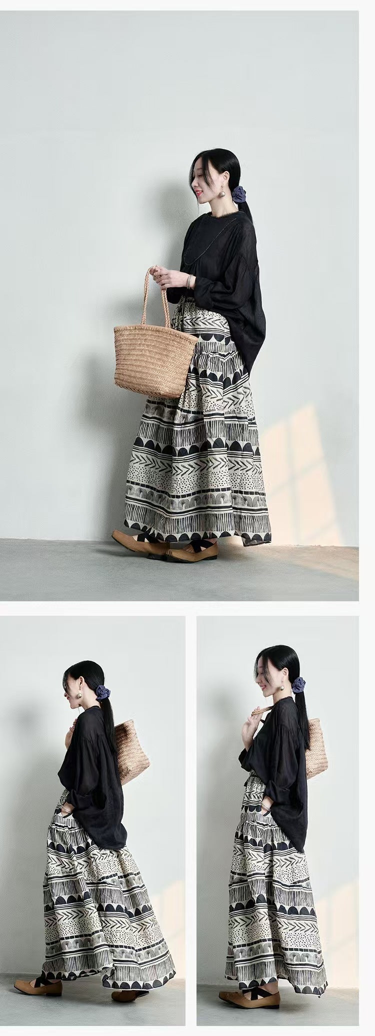 Color Contrast Patchwork Skirt Design Sense Niche Slimming Large Hem A- Line Dress - kinko