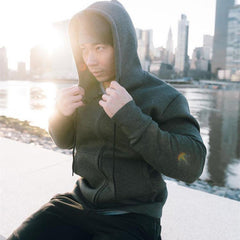 Muscle Workout Brothers Fall Winter Men Long-sleeved Hooded Zipper Jacket Sports Sweater