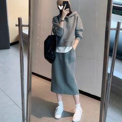 Casual Fashion Women's Hoodie Skirt Suit - kinko