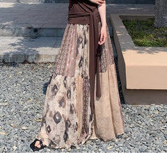 Vintage Printed Chiffon Printed Skirt - kinko