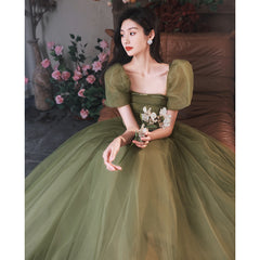 Women's Mori Style Evening Wear Fairy Temperamental Green Slim Fit - kinko