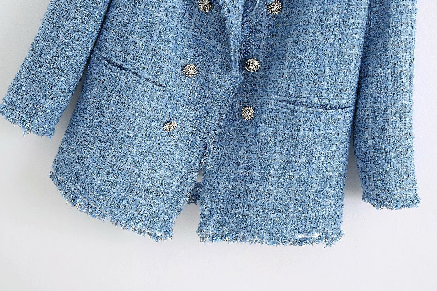 Retro loose suit tweed women's blazer jacket casual women streetwear - kinko