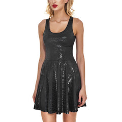 Women's Shiny Mermaid Sleeveless Short Tank Dresses - kinko