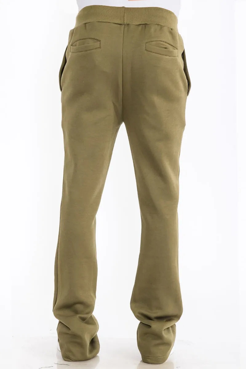 WEIV Men's Drawstring Fleece Flare Stacked Pants - kinko