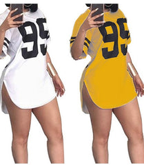 Printed Short Sleeved Mini Dresses Casual - kinko