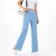 Summer Multi Pocket Workwear Jeans Women Retro Trendy High Waist Slimming Straight Wide Leg Casual Pants
