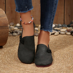Herbstliche flache Freizeitschuhe für Damen, runde, weiche Loafer mit niedrigem Schaft
