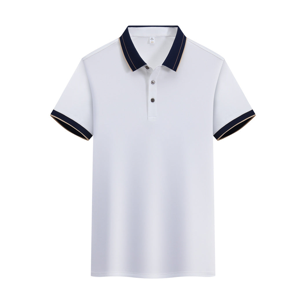 Ice Ion Mercerized Pearl Cotton Color Matching Collar Polo Shirt For Men And Women - kinko