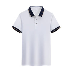 Ice Ion Mercerized Pearl Cotton Color Matching Collar Polo Shirt For Men And Women - kinko
