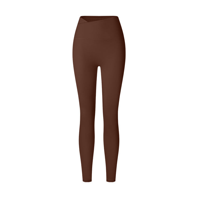 Autumn And Winter Cross Waist Nude Feel Sports Trousers - kinko