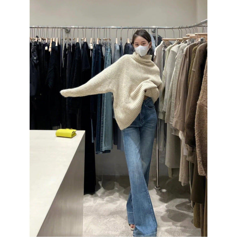 Loose Design High Waist Flared Jeans - kinko