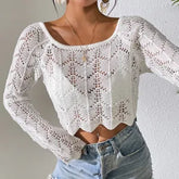 Summer Women Knitwear Beach Women Solid Color Knitted Beach Bikini Swimsuit Blouse