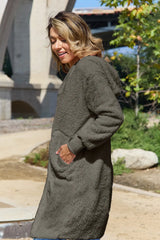 Double Take Full Size Hooded Teddy Bear Jacket with Thumbholes - kinko