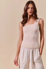 SO ME Two Tone Floral Seamless Tank Top - kinko