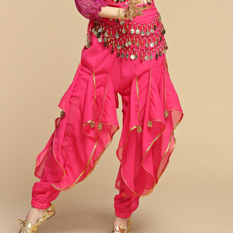 Children's Creative Leg Binding Glitter Chiffon Pants - kinko