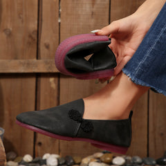 Herbstliche flache Freizeitschuhe für Damen, runde, weiche Loafer mit niedrigem Schaft