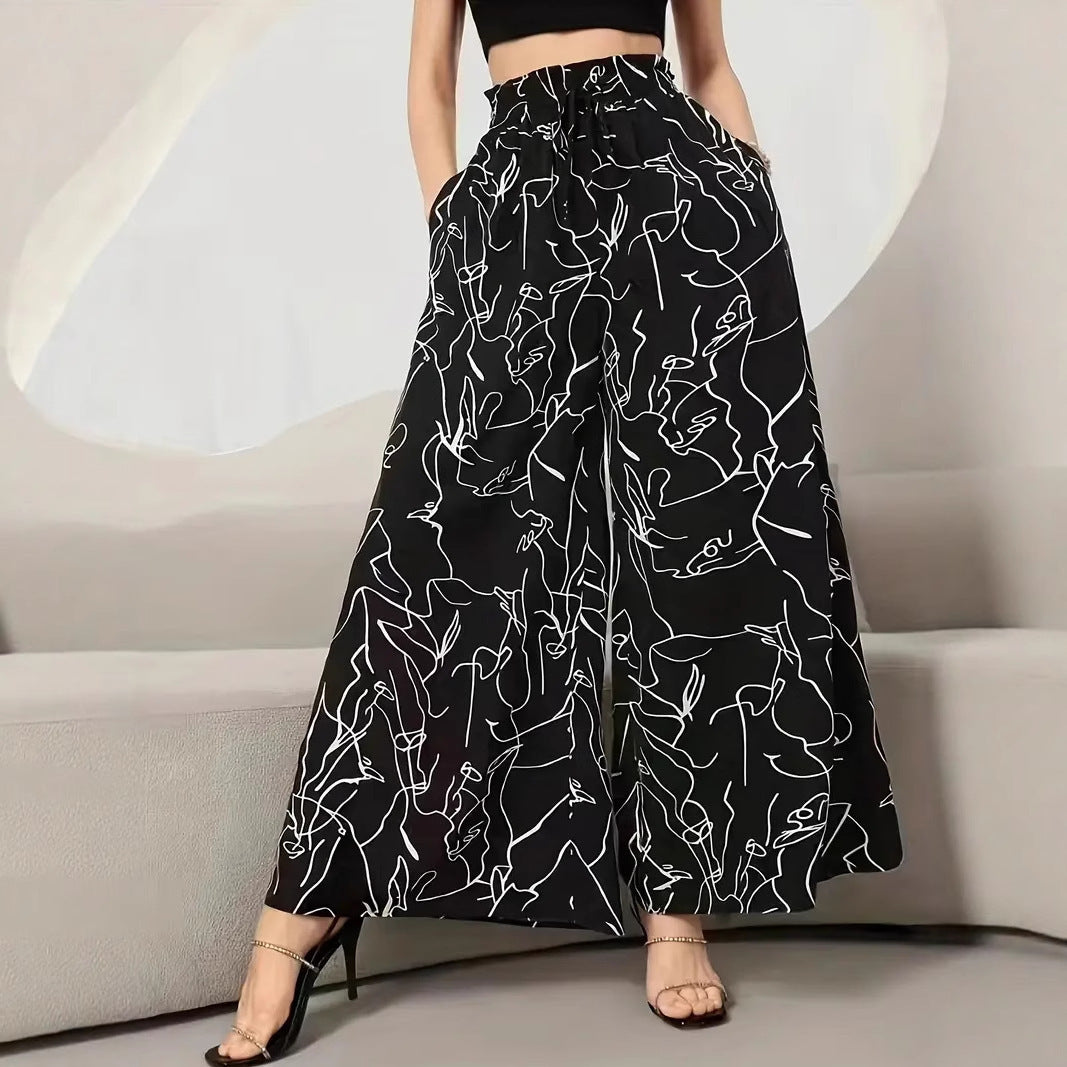 New Waist-tight Summer Long Draping Effect Long Culottes For Women - kinko