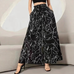 New Waist-tight Summer Long Draping Effect Long Culottes For Women - kinko