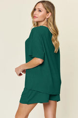Double Take Basic style Round Neck Solid Set - kinko