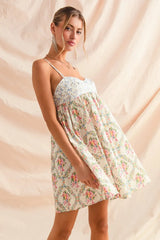SO ME Mixed Floral Print Sleeveless Mini Dress - kinko