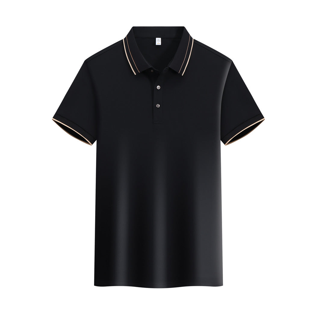 Ice Ion Mercerized Pearl Cotton Color Matching Collar Polo Shirt For Men And Women - kinko