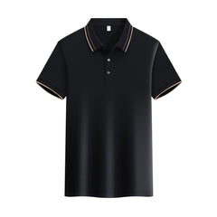 Ice Ion Mercerized Pearl Cotton Color Matching Collar Polo Shirt For Men And Women - kinko