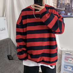 Fall New Loose Casual Striped Sweater Men