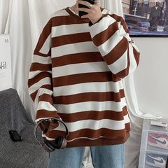 Fall New Loose Casual Striped Sweater Men
