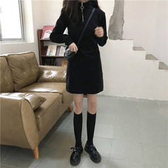 Black Dress Women Fall Winter New Korean Mid-Length Style