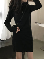 Black Dress Women Fall Winter New Korean Mid-Length Style