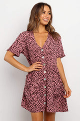 Summer Women Mini Dresses Spring Short Sleeve Dot Printed - kinko