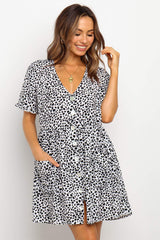 Summer Women Mini Dresses Spring Short Sleeve Dot Printed - kinko