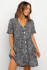 Summer Women Mini Dresses Spring Short Sleeve Dot Printed - kinko