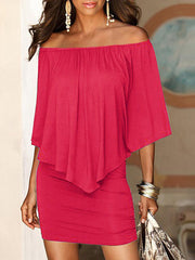 Mini Off Shoulder Sexy Dresses Beach Casual Dress - kinko