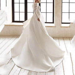 Ladies Style White Dress Satin Surface Was Thin And High French Temperament Dress Long Skirt - kinko