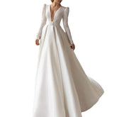 Ladies Style White Dress Satin Surface Was Thin And High French Temperament Dress Long Skirt - kinko