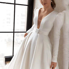 Ladies Style White Dress Satin Surface Was Thin And High French Temperament Dress Long Skirt - kinko