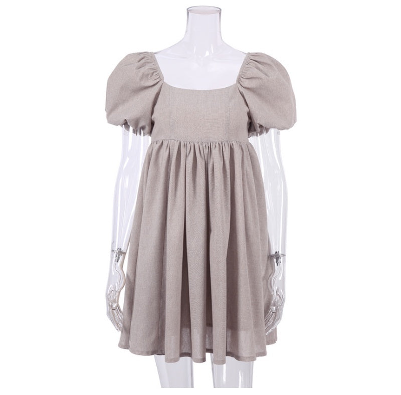 Dresses Women Square Neck Puff Sleeve Mini Dress - kinko