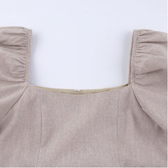 Dresses Women Square Neck Puff Sleeve Mini Dress - kinko