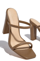 One-word Women's High-heeled Shoes With Thick Heel And Toe Color