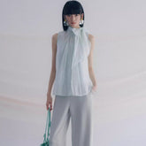 Women's Sleeveless Ribbon Fashion Shirt - kinko