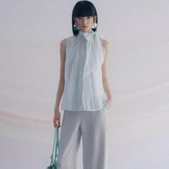 Women's Sleeveless Ribbon Fashion Shirt - kinko