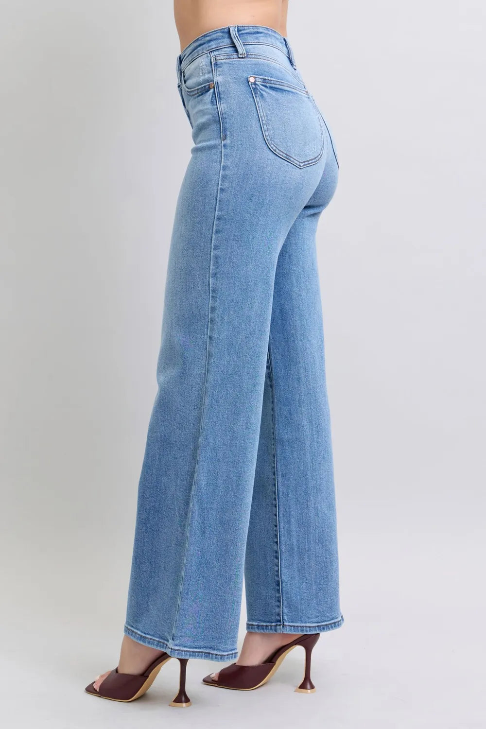 Judy Blue Full Size Wide Leg Jeans with Pockets - kinko