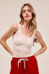 SO ME Two Tone Floral Seamless Tank Top - kinko