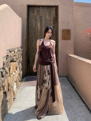 Vintage Printed Chiffon Printed Skirt - kinko