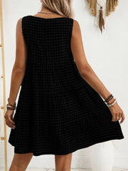 Plaid Round Neck Sleeveless Mini Dress - kinko