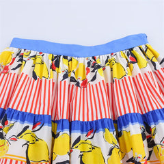 New Summer Contrast Color Lemon Printing Skirt - kinko